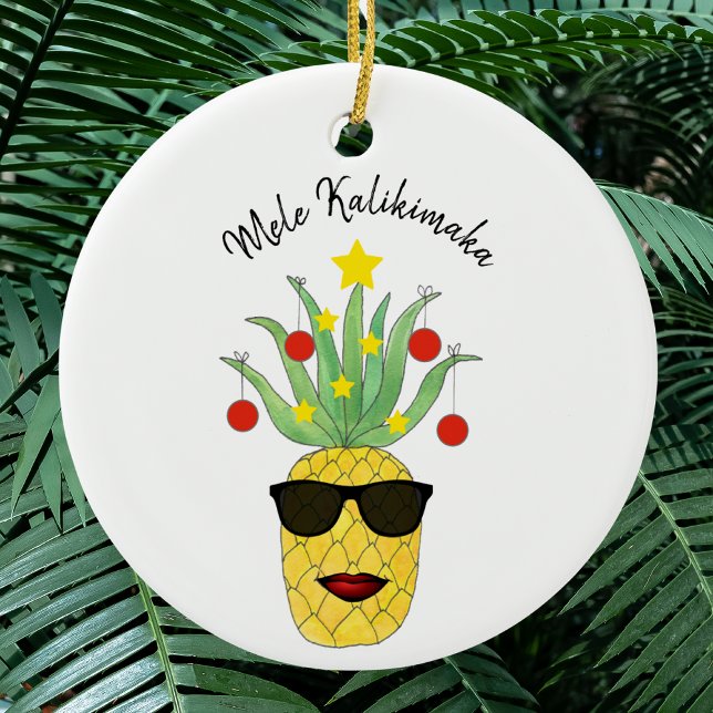 Adorno De Cerámica Piña Mele Kalikimaka (Subido por el creador)