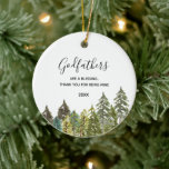 Adorno De Cerámica Pine Trees Winter Forest Woodland Godfathers<br><div class="desc">Regalo por propuesta de padrino de padrino para cristiandad,  bautismo,  Navidades.</div>