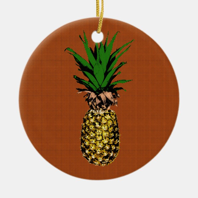 Adorno De Cerámica Pineapple Newsprint (Frente)