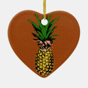 Adorno De Cerámica Pineapple Newsprint