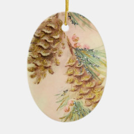 Adorno De Cerámica Pinecones de árbol de Navidad Sparkle Look Vintage