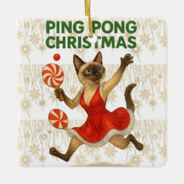 Adorno De Cerámica Ping Pong Christmas Themed for Siamese Cat lovers 