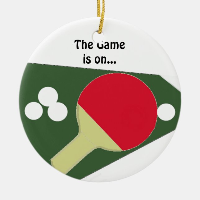 Adorno De Cerámica Ping Pong Paddle con bolas (Frente)