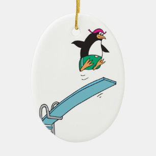 Adorno De Cerámica pingüino adorable y tonto zambulléndose