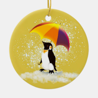 Adorno De Cerámica Pingüino con Paraguas