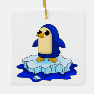 Adorno De Cerámica Pingüino Curioso Bebé