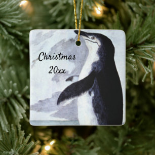 Adorno De Cerámica Pingüino de Barbijo, Aves Antiguas de la Antártida