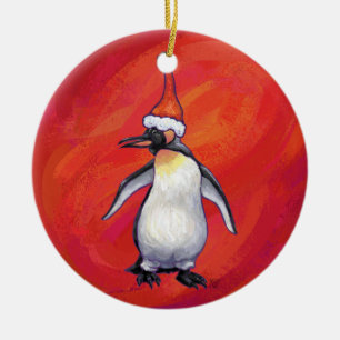 Adorno De Cerámica Pingüino de Caras y Caras Festivas