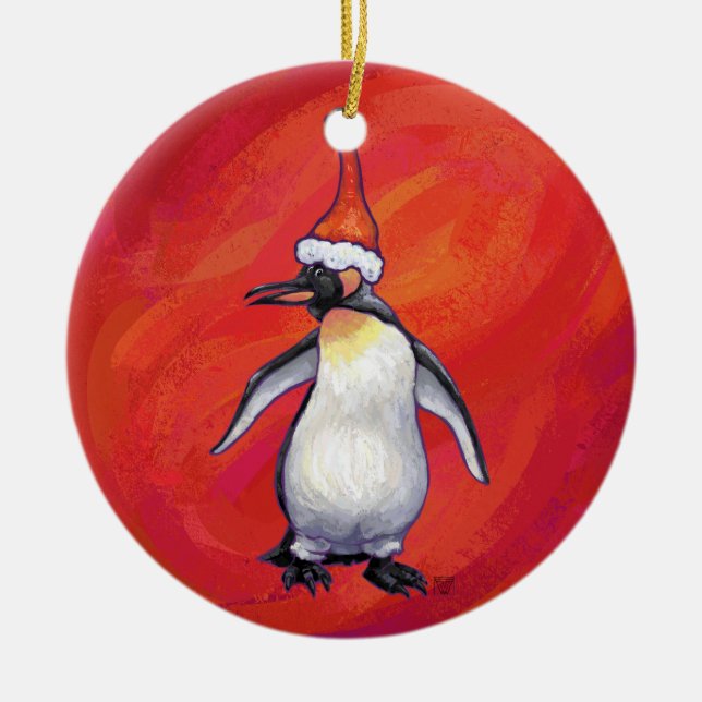 Adorno De Cerámica Pingüino de Caras y Caras Festivas (Frente)