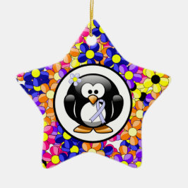 Adorno De Cerámica Pingüino De Cinta Periwinkle