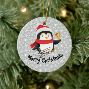 Adorno De Cerámica Pingüino de Feliz Navidad 