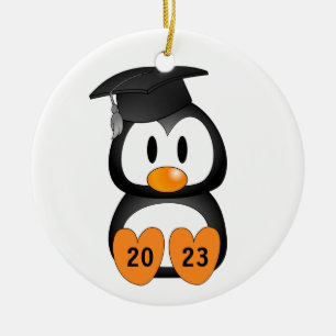 Adorno De Cerámica Pingüino de graduación de personalizable
