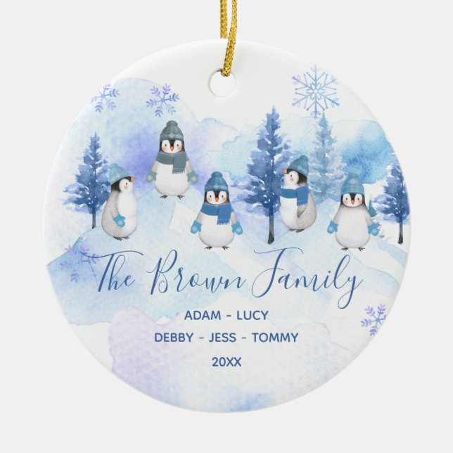 Adorno De Cerámica Pingüino de invierno Nuestra primera Navidad en nu (Frente)