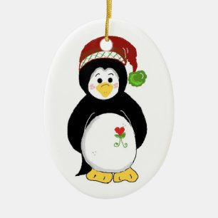 Adorno De Cerámica Pingüino de Navidad