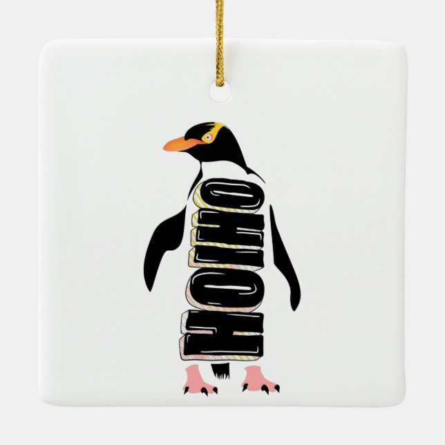 Adorno De Cerámica Pingüino de ojos amarillos (Reverso)