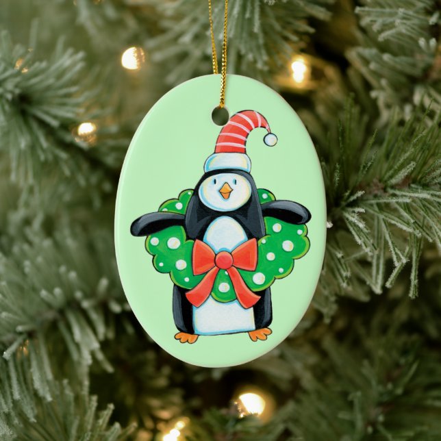 Adorno De Cerámica Pingüino de vacaciones (Árbol)