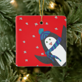 Adorno De Cerámica Pingüino de vacaciones