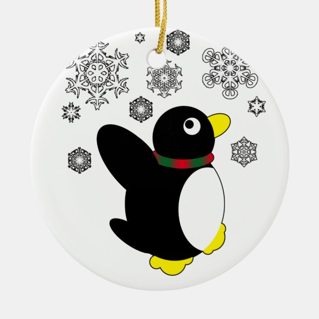 Adorno De Cerámica Pingüino del día de fiesta (Frente)