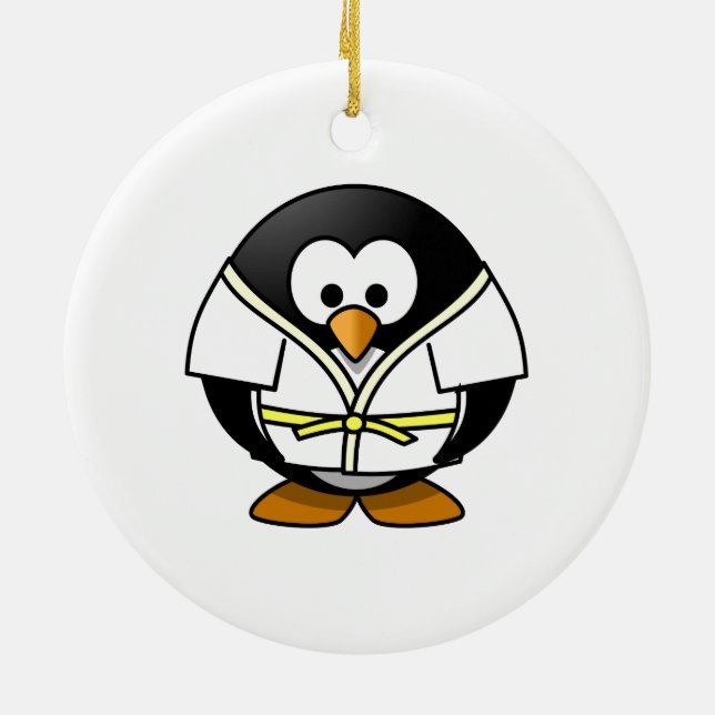 Adorno De Cerámica Pingüino del judo del dibujo animado (Atrás)