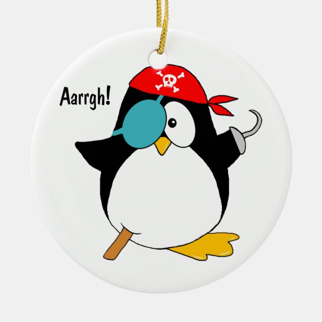 Adorno De Cerámica Pingüino del pirata (Frente)