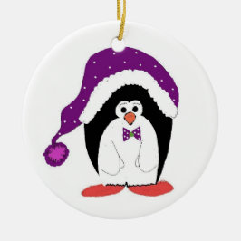Adorno De Cerámica Pingüino divertido de Navidad