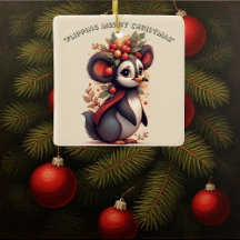 Pingüino divertido de Navidad con alas ondeando