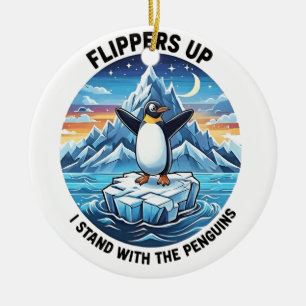 Adorno De Cerámica Pingüino Divertido Resiste Protesta Contra Arancel