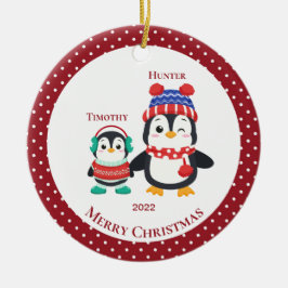 Adorno De Cerámica Pingüino Gran Hermano y Hermano de Lilo Personaliz