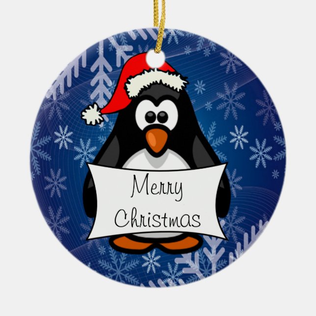 Adorno De Cerámica Pingüino navidad (Frente)