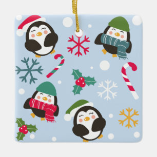 Adorno De Cerámica Pingüino navidad