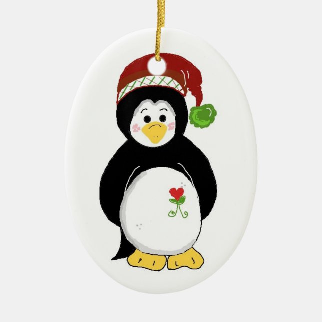 Adorno De Cerámica Pingüino navidad (Frente)