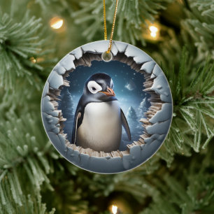 Adorno De Cerámica Pingüino Navidad 3D