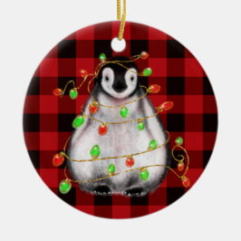 Adorno De Cerámica Pingüino Navidad lindo dibujando yeso negro rojo