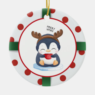 Adorno De Cerámica Pingüino Navidades