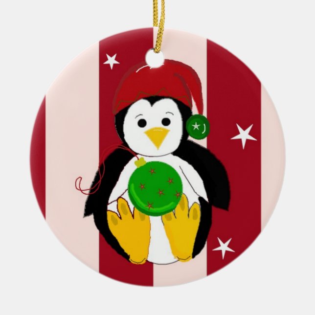 Adorno De Cerámica Pingüino Navidades pequeños (Frente)