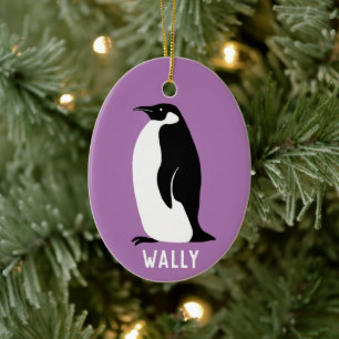 Adorno De Cerámica Pingüino PERSONALIZAR IT Púrpura