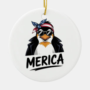 Adorno De Cerámica Pingüino resiste a los pingüinos en protesta contr