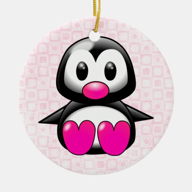 Adorno De Cerámica Pingüino rosado (Frente)