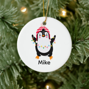 Adorno De Cerámica Pingüino torbellino con luces Navidades