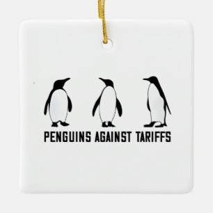 Adorno De Cerámica Pingüinos Contra Aranceles Anti Trump Impuestosx P