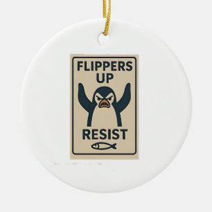 Adorno De Cerámica Pingüinos Contra Aranceles Bandera de Jardín Anti 