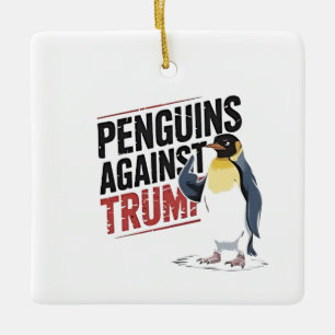 Adorno De Cerámica Pingüinos Contra Trump Anti Trump EE. UU.
