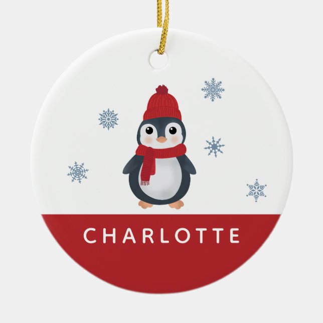 Adorno De Cerámica Pingüinos Cutos Aves de Invierno Animales Árticos (Frente)