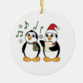 Adorno De Cerámica Pingüinos de Caroling en la nieve