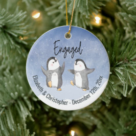 Adorno De Cerámica Pingüinos de Invierno Cutos Monogramados Compromet