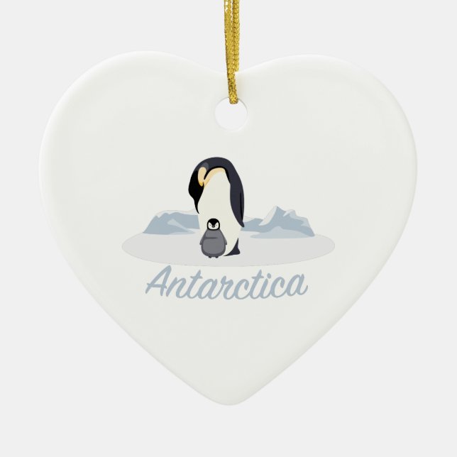 Adorno De Cerámica Pingüinos de la Antártida (Frente)
