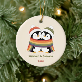 Adorno De Cerámica Pingüinos de Orgullo Personalizados Navideños Acog