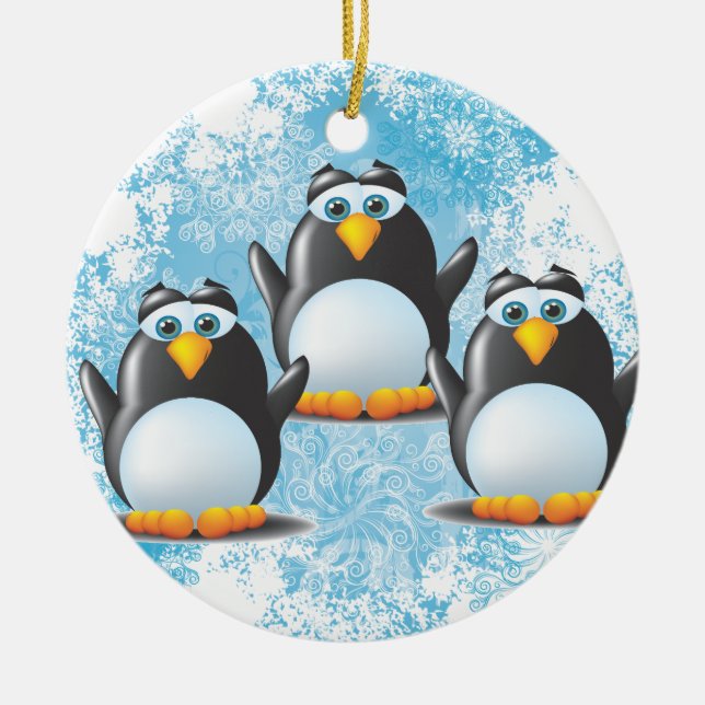 Adorno De Cerámica Pingüinos helados (Frente)