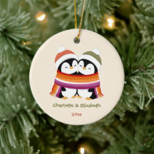 Pingüinos Lesbianas Navideños Personalizados Acoge