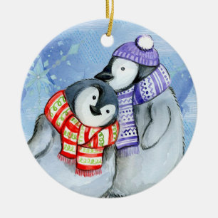 Adorno De Cerámica Pingüinos navidades